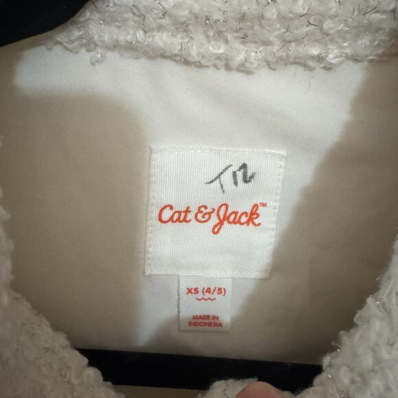 Girls' Faux Shearling Shirt Jacket - Cat & Jack Cream - Picture 4 of 9
